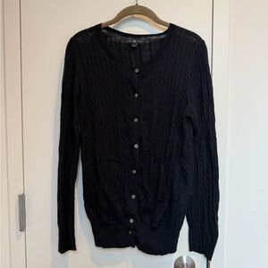 Gap Vintage Cable Knit Cardigan Navy Blue Thin Cotton Wool Blend Size L